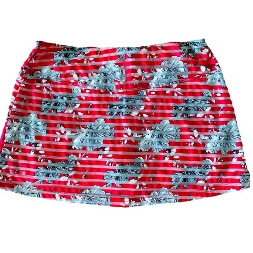 Bolle Skort -M red , gray white floral , nylon spandex